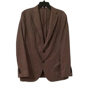 Boglioli Men's Brown Silk Two Button Herringbone K. Jacket Size EU52 (US42)